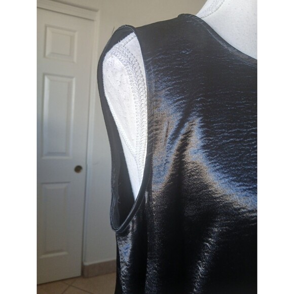 Express Womens Blouse Black Peplum Asymmetrical Top Medium Career Evening - Picture 7 of 15